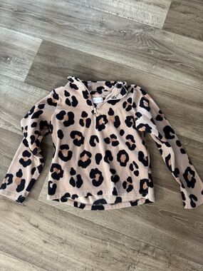 The Children's Place Tan and Black Leopard Half-Zip Fleece Pullover
